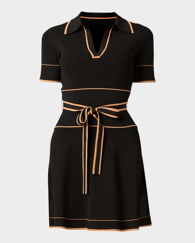 Maggie Tie-Waist Rib Knit Mini Dress